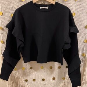 Alice + Olivia Black Ruffle Sweater